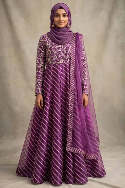 purple embroidered Anarkali frock