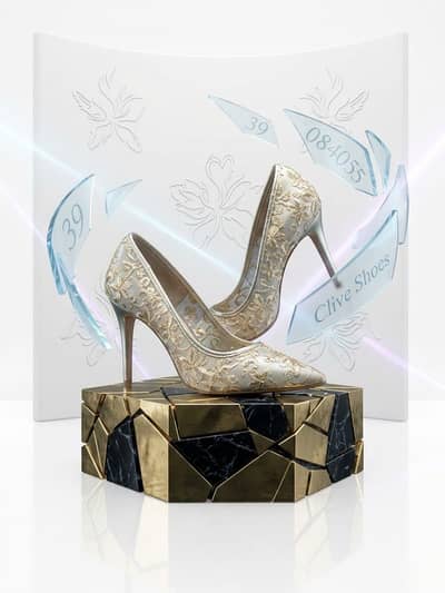 Golden Embroidered Clive Shoes Heel 39 size