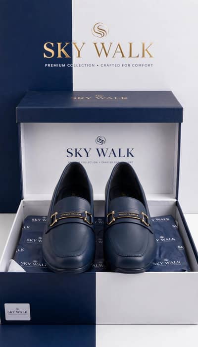 Sky Walk Navy Blue Formal Loafer Size 37 Wedge Heel