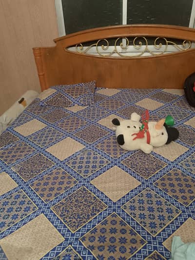wooden double bed without mattres