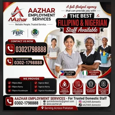 Professional Babysitter, Patient Care, Nurse , Maids , Cook, Fillipino