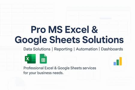 MS Excel & Google Sheets Data Analysis Expert, Dashboards, Reports