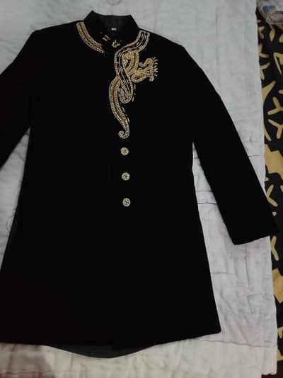 kids Sherwani Black Velvet