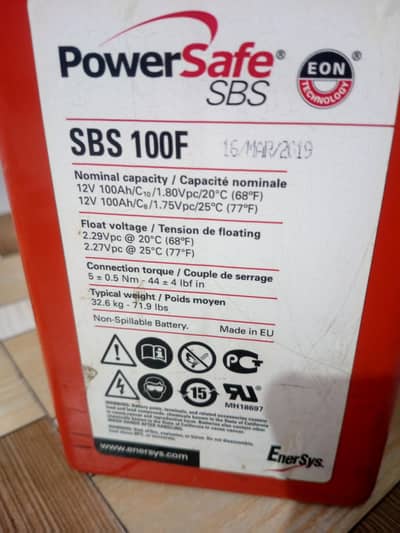 SBS EON TECHNOLOGY 12V/100AH BATTERY/SOLAR SYSTEM BATTERY