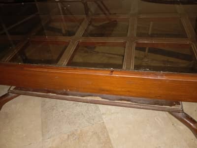 Beautiful Wooden Glass Top Center Table – Vintage Style