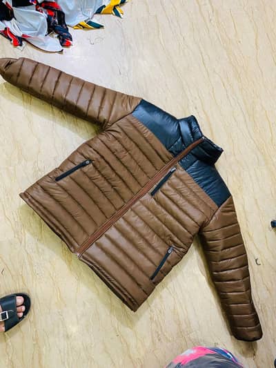 Men's Winter Puffer Jacket – Tan Brown & Black | Brand New