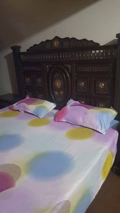 wooden double bed