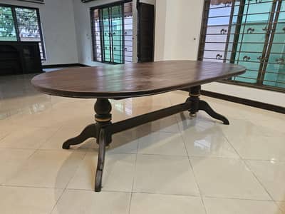 8 Seater Wooden Top Dining Table & Chairs Set