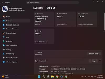 lenovo pc for sale i5 8gen 8gb ram 128gb ssd 300gb hhd , 0324 1851476