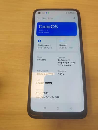 OPPO F21 Pro 5G 8+4 and 128gb for sale