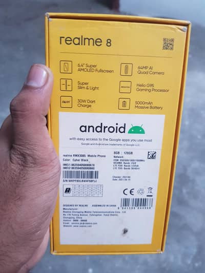 Realme 8 with box and charger