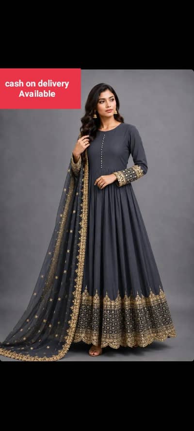 3 Pcs Women's Stitched Chiffon Sequins Embroidered Maxi Suit