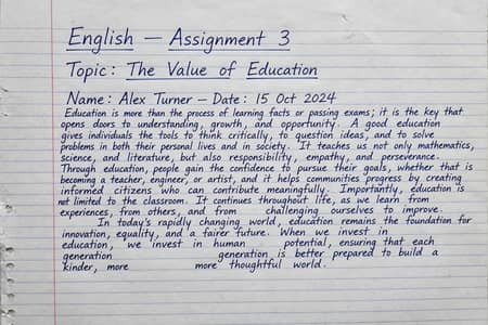 assignment hand written Urdu and English