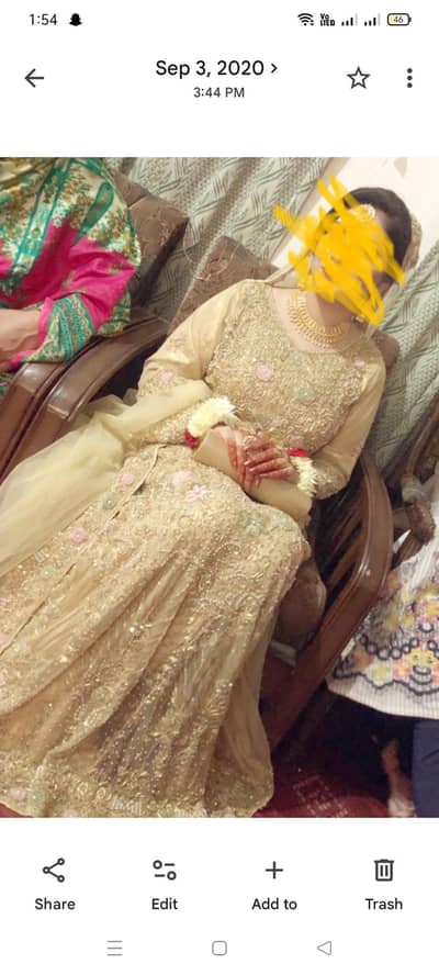bridal maxi net fabric with stone and pearl work . wore one time