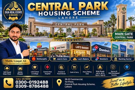 10 Marla Plot Available For Sale Prime Location in Central Park Housing Scheme Lahore.
