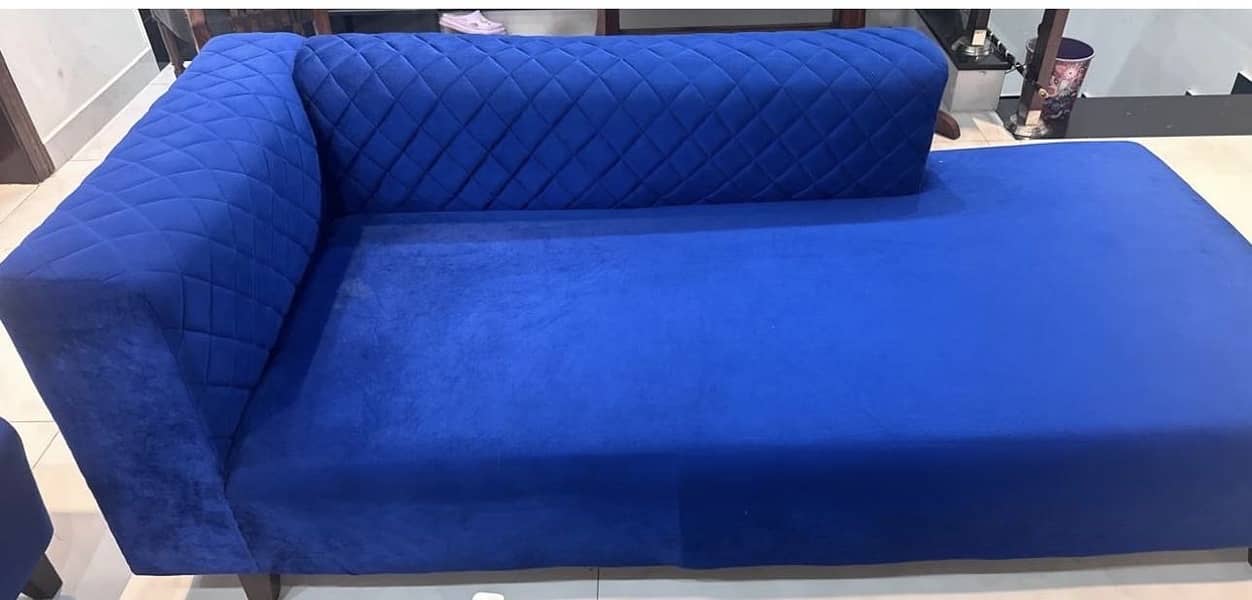 Blue L shaped sofa 1
