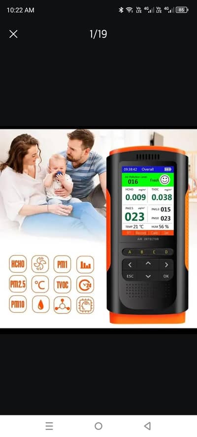 USB Rechargeable Air Quality sports AQI PM 2.5 SMOG Meter Purifier
