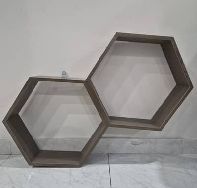 Wood Hexagon Wall Shelves