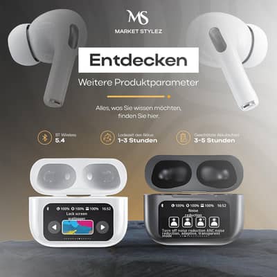A9 Pro Earbuds with Touch Screen & ANC and Transparent Mode -Used