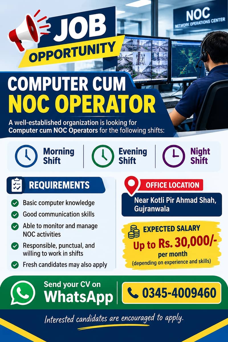 Computer Operator Cum NOC operator 0