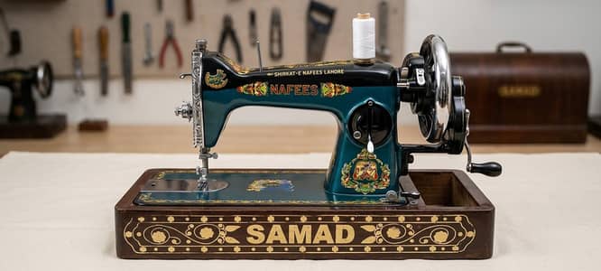 Heavy Duty Nafees Manual Sewing Machine with wooden base and box