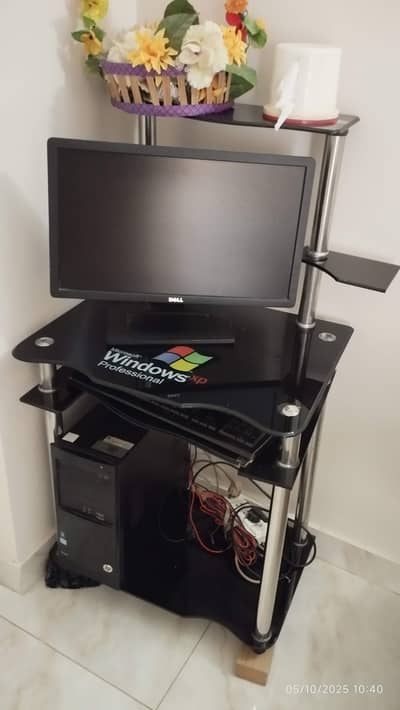 Computer Trolley Black Glass Made