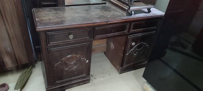 Wooden dressing table with Mirror and seat