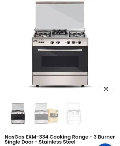 Nasgas | Cooking Range | 3 burner - Single door- Stainless steel