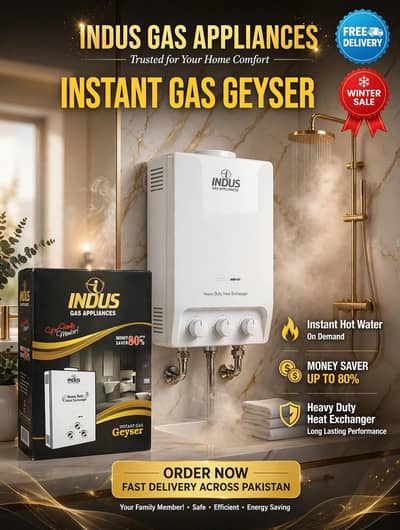 Indus instant gas geyser 6 liter