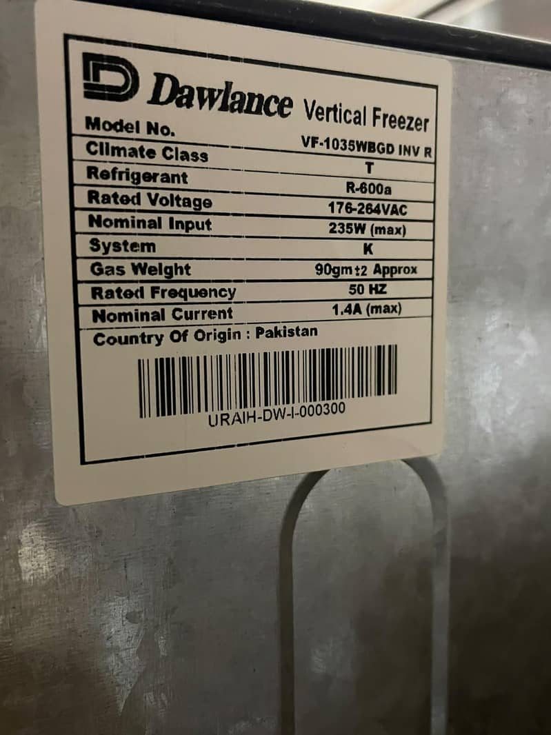 dawlance vertical freezer 3