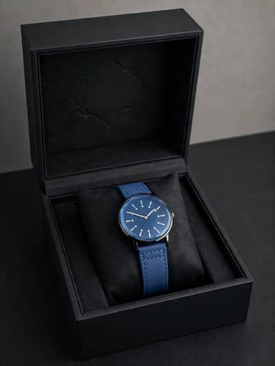 TWO COLOURS Stylish All-Blue Round Dial Analog Watch with Box