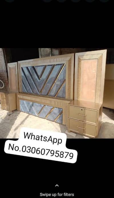 Royal gold furniture bed set with poshish
