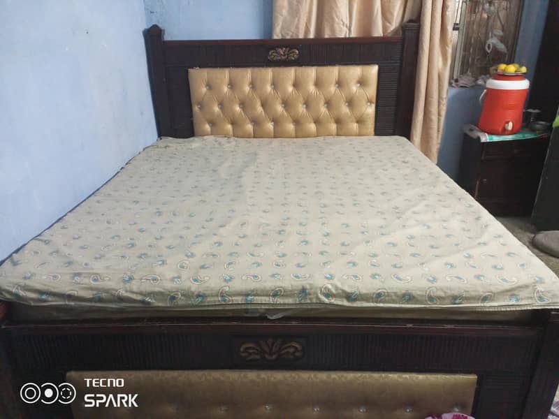 large bed two side table and Spring Mattress 0