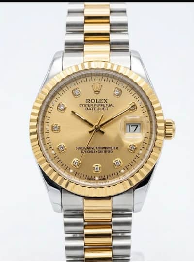 Men’s luxury date just style Watch-gold and black,diamond dial