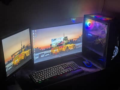 full gaming setup dual monitors