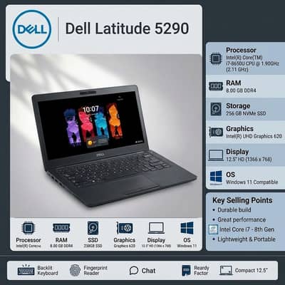 Dell Latitude 5290 - core i7 8th gen | 8GB RAM | 256GB SSD