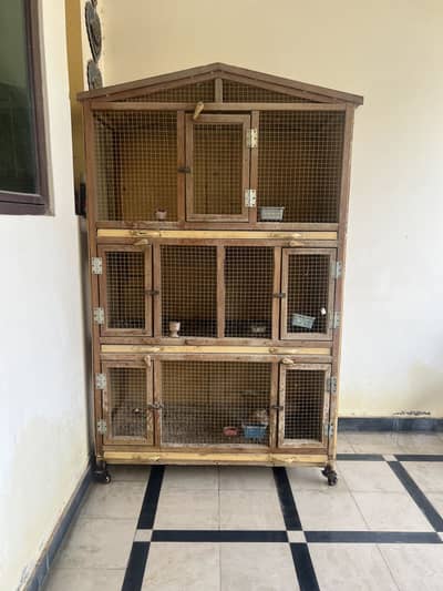 Wooden Cage (3 Portion) for Birds