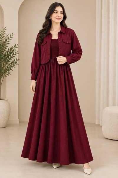 Turkish style plain Smokey Maxi