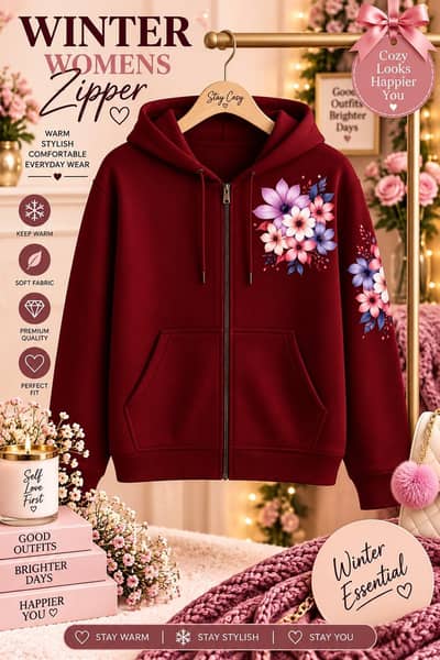 women zipper stylish hoodie