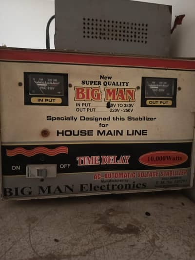 Big Man 10000W Heavy Duty Stabilizer (80V to 220V) – Perfect Condition