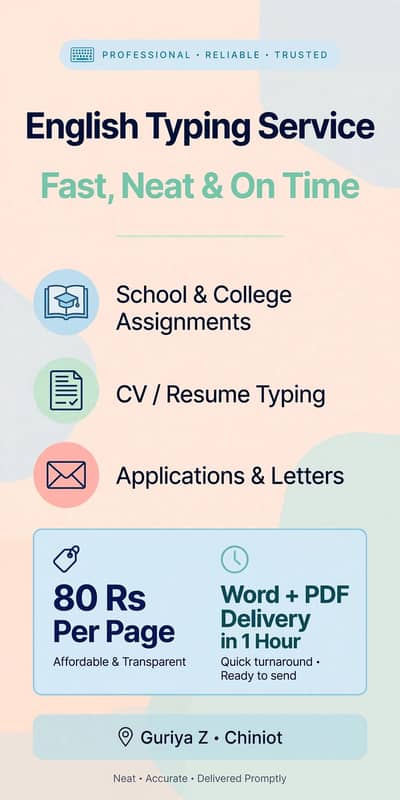 Assignment Typing Service - English Urdu Fast Service