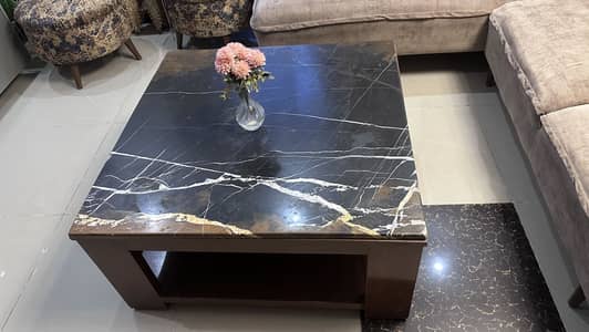 7-Seater Sofa Set with Marble Center Table – Good Condition