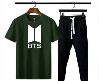 BTS Printed T-Shirt & Black Jogger Pants Set