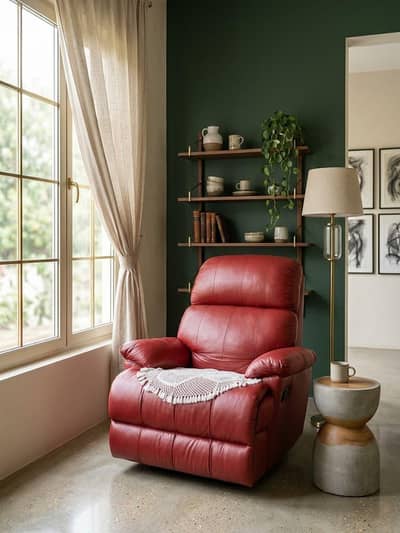 Red leatherite molty foam recliner