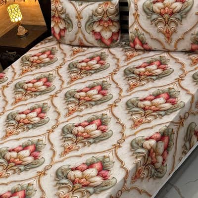king size double bed sheet with two Pillow- pure cotton-Hayatabad Pesh