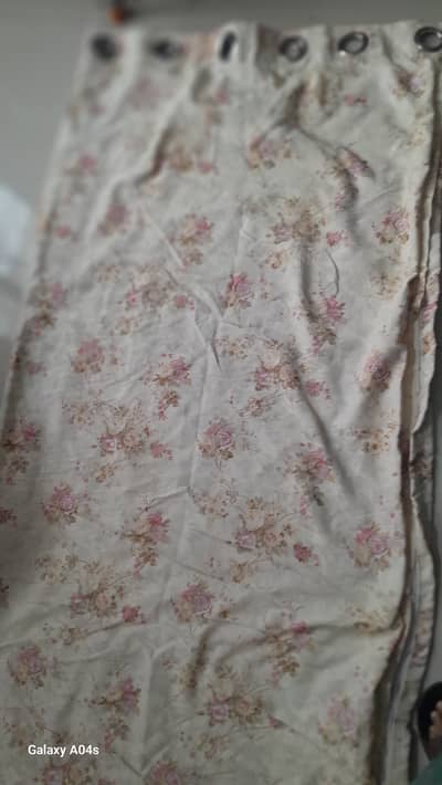 Beautiful foral satin curtains with lining and rustless rings