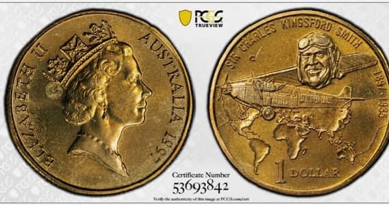 1997 Australia $1 Coin – Sir Charles Kingsford Smith – Circulated