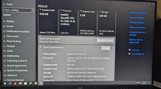 Dell T3620 Xeon e3-1240v5|Gtx 1660 super 6gb DDR4 8gb Ssd 256 gb