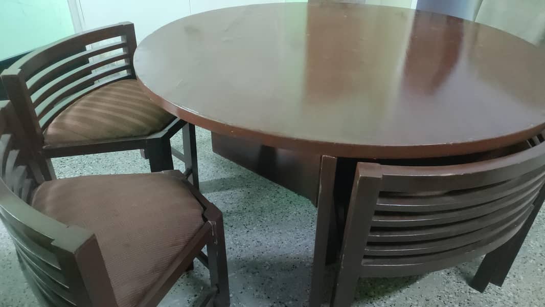 6 seater circular Space Saving Dining table Set 4