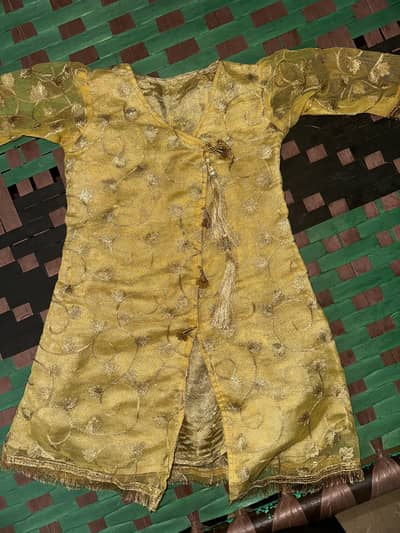 Elegant Golden Fancy Dress Only Shirt for 4 to 5 year